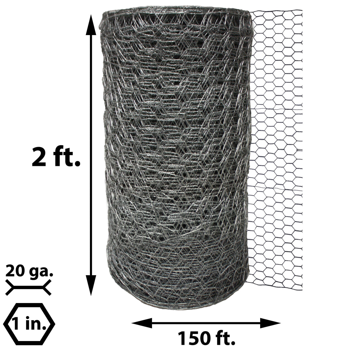 Acorn International 2-ft 20-Gauge Silver Galvanized Steel Chicken Wire Rolled Fencing with Mesh Size 1-in