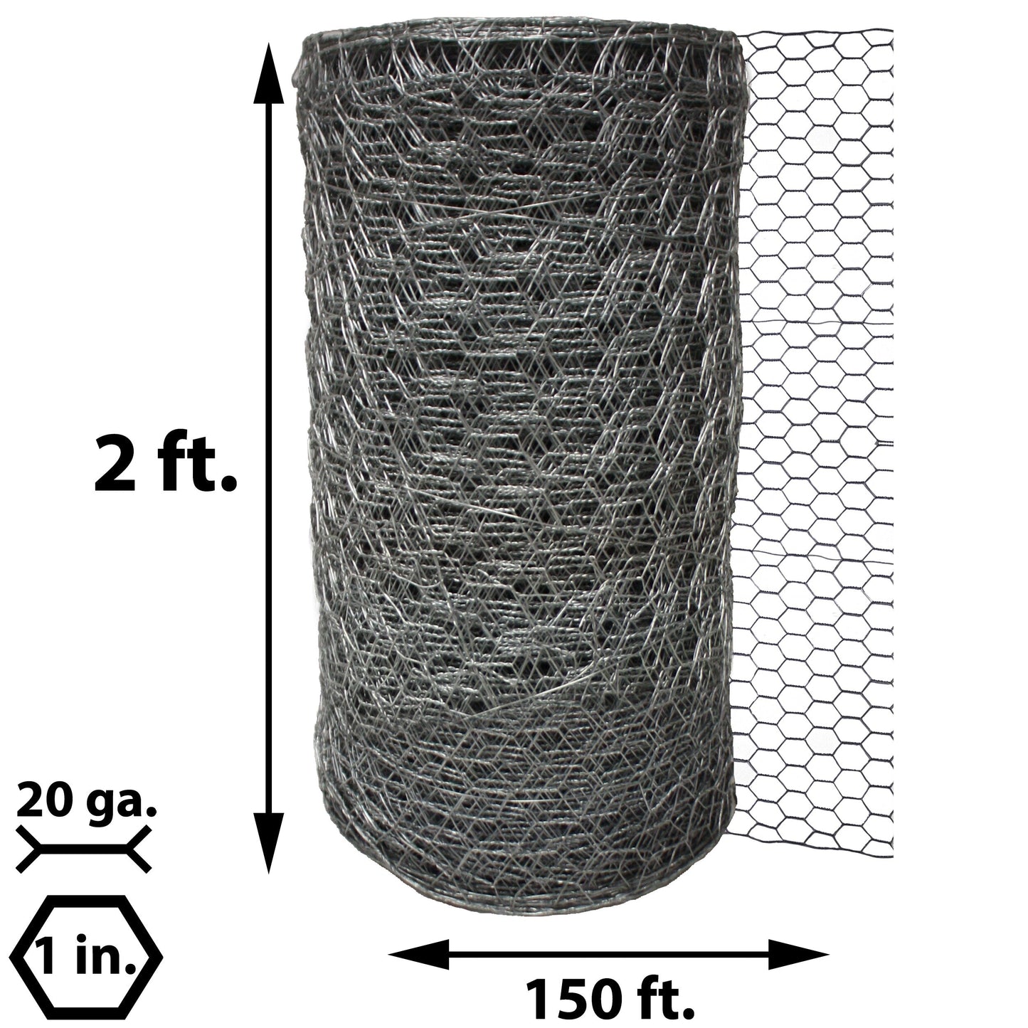 Acorn International 2-ft 20-Gauge Silver Galvanized Steel Chicken Wire Rolled Fencing with Mesh Size 1-in