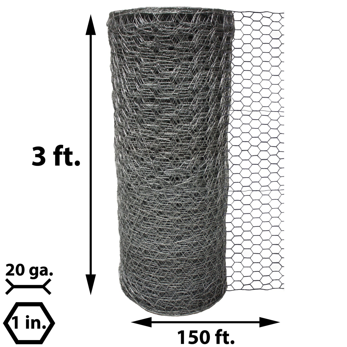 Acorn International 3-ft 20-Gauge Silver Galvanized Steel Chicken Wire Rolled Fencing with Mesh Size 1-in