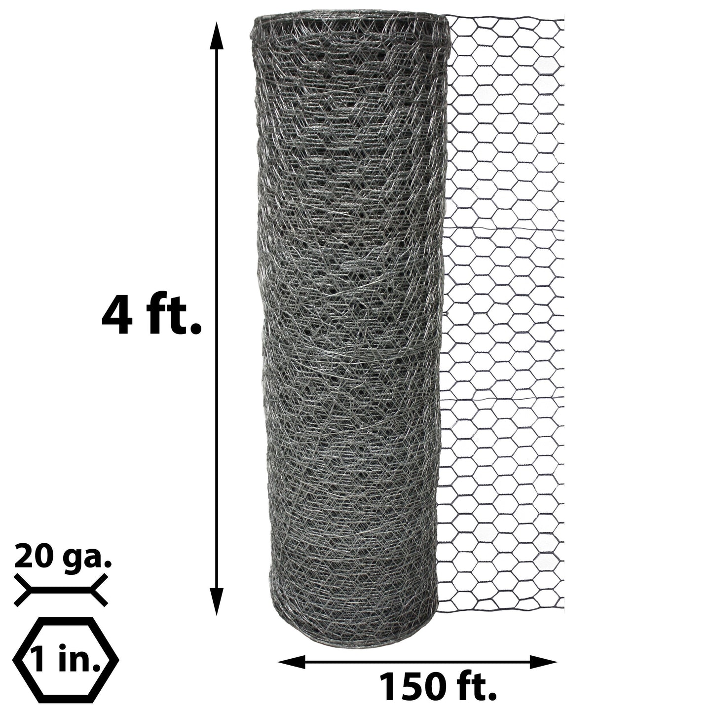 Acorn International 4-ft 20-Gauge Silver Galvanized Steel Chicken Wire Rolled Fencing with Mesh Size 1-in