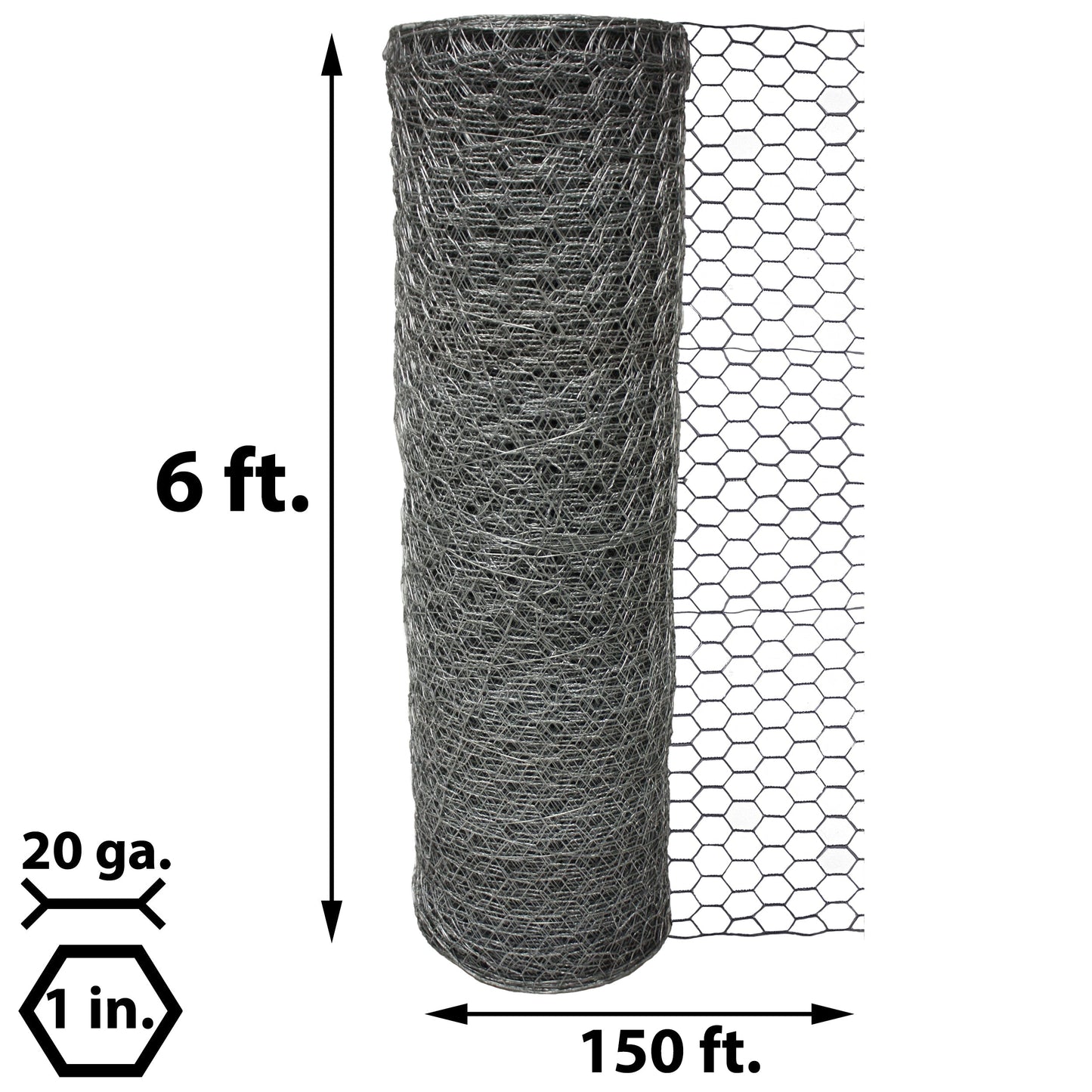 Acorn International Silver Galvanized Steel Chicken Wire Rolled Fencing - 150 ft. x 6 ft.