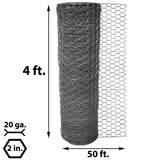 Acorn International Galvanized Poultry Netting 50ft x 4ft - 20-Gauge Steel