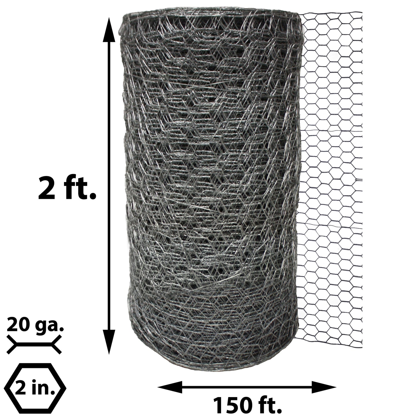 Acorn International 2-ft 20-Gauge Silver Galvanized Steel Poultry Netting Rolled Fencing with Mesh Size 2-in