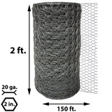 Acorn International 2-ft 20-Gauge Silver Galvanized Steel Poultry Netting Rolled Fencing with Mesh Size 2-in