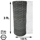 Acorn International 150-ft x 3-ft 20-Gauge Silver Galvanized Steel Chicken Wire Rolled Fencing with Mesh Size 2-in