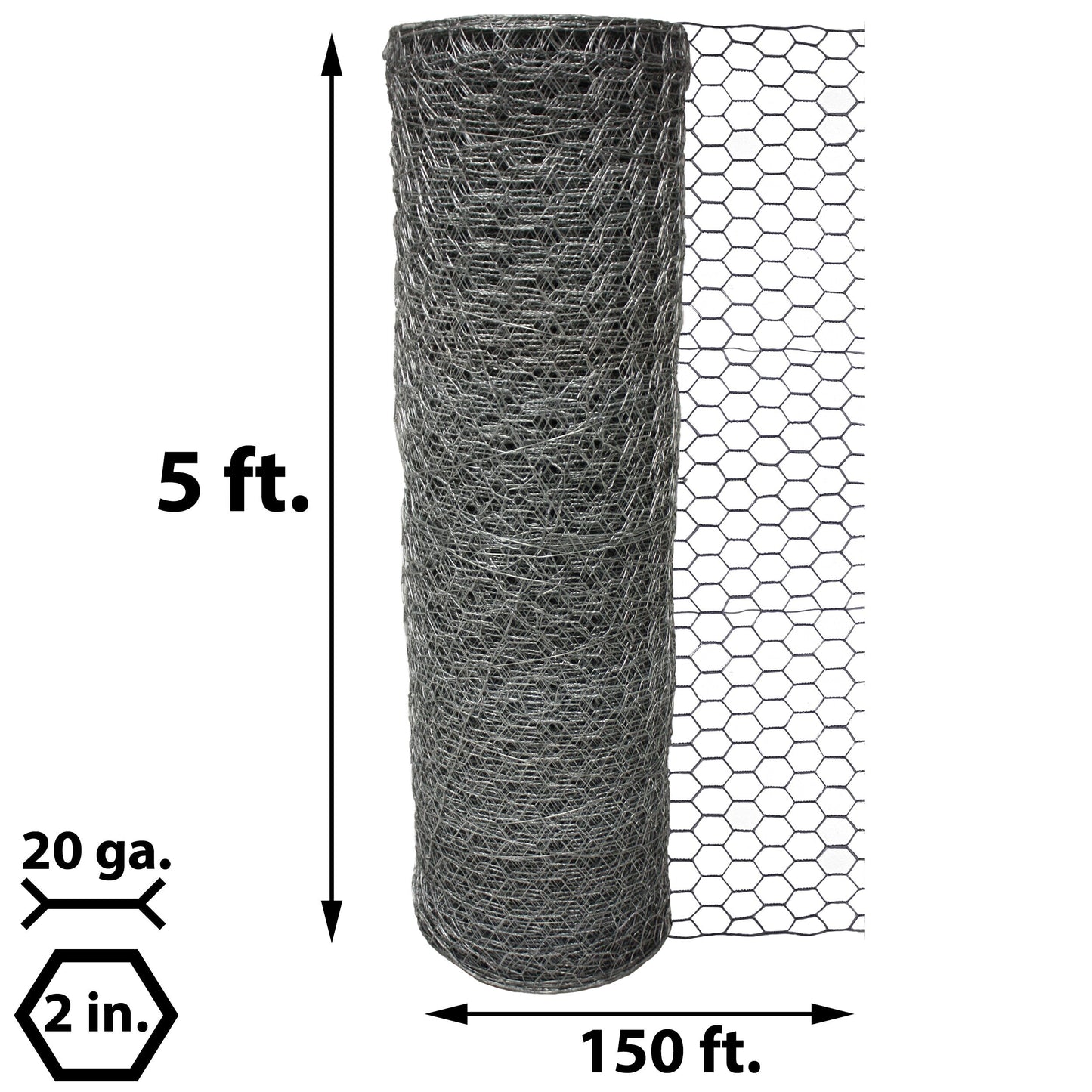 Acorn International 150ft x 5ft 20-Gauge Galvanized Steel Chicken Wire Fencing