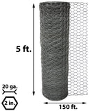 Acorn International 5-ft 20-Gauge Silver Galvanized Steel Chicken Wire Rolled Fencing with Mesh Size 2-in