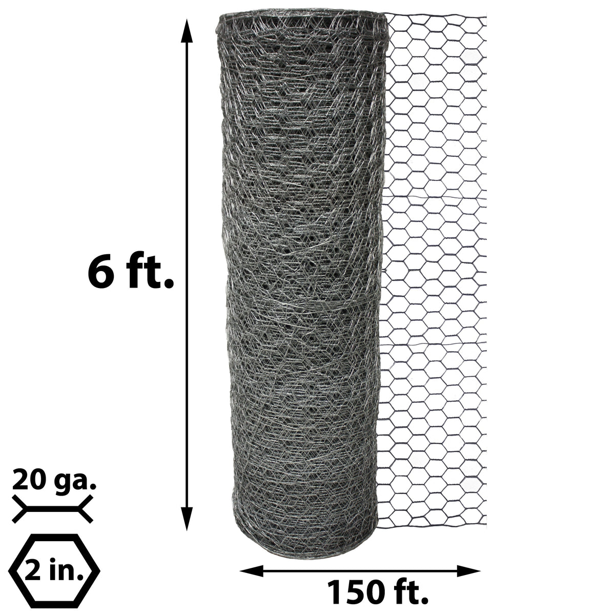 Acorn International 6-ft 20-Gauge Silver Galvanized Steel Chicken Wire Rolled Fencing with Mesh Size 2-in
