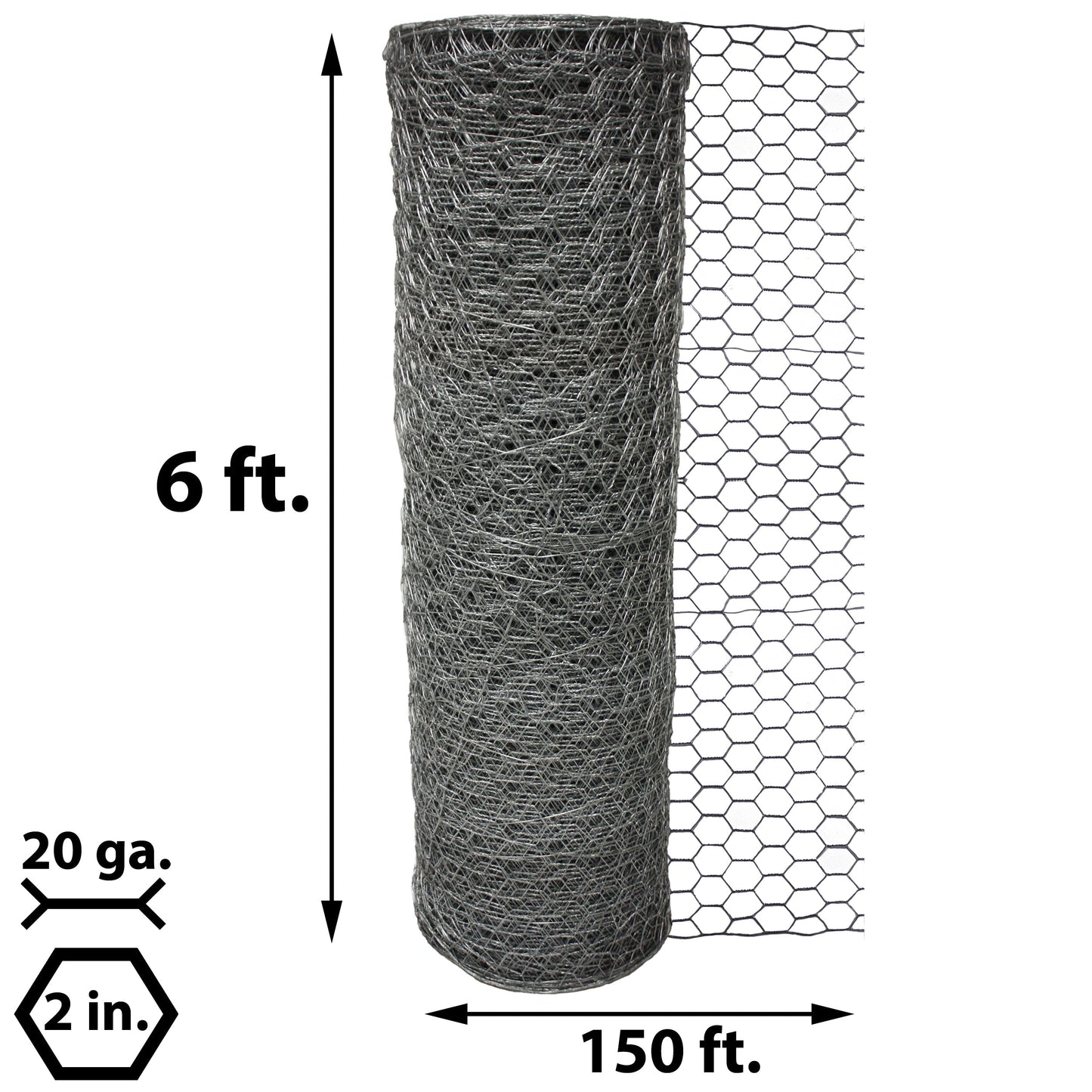 Acorn International 6-ft 20-Gauge Silver Galvanized Steel Chicken Wire Rolled Fencing with Mesh Size 2-in