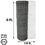 Acorn International 6-ft 20-Gauge Silver Galvanized Steel Chicken Wire Rolled Fencing with Mesh Size 2-in