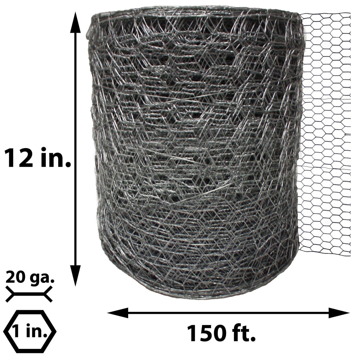 Acorn International 150-ft x 1-ft 20-Gauge Silver Galvanized Steel Chicken Wire Rolled Fencing with Mesh Size 1-in