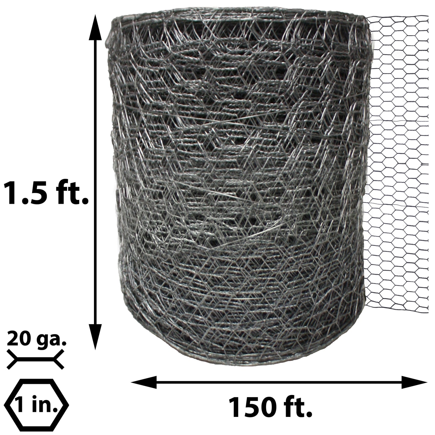 Acorn International 150-ft x 1.5-ft 20-Gauge Silver Galvanized Steel Chicken Wire Rolled Fencing with Mesh Size 1-in