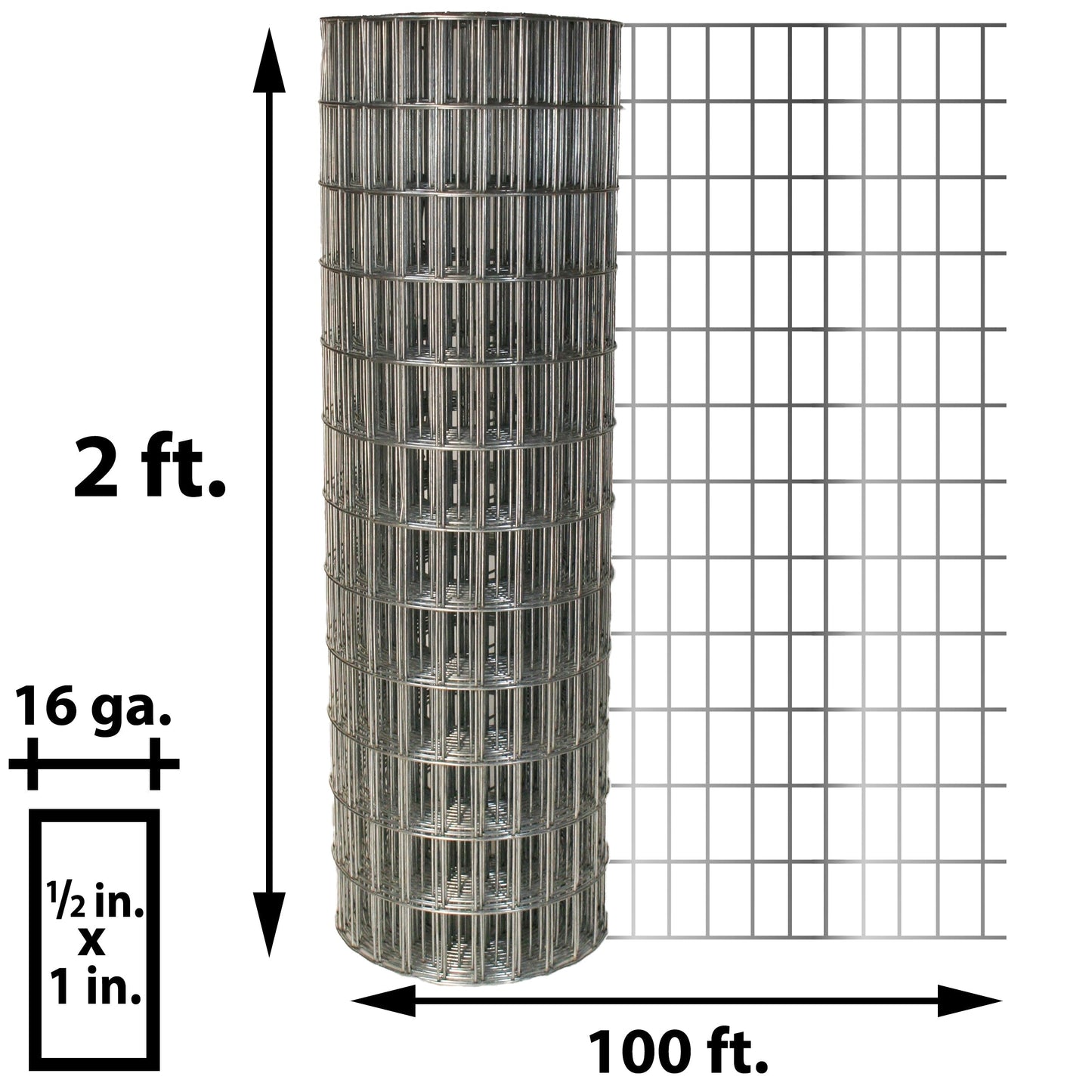 Acorn International 16-Gauge Galvanized Steel Welded Wire Fencing, 100x2 ft