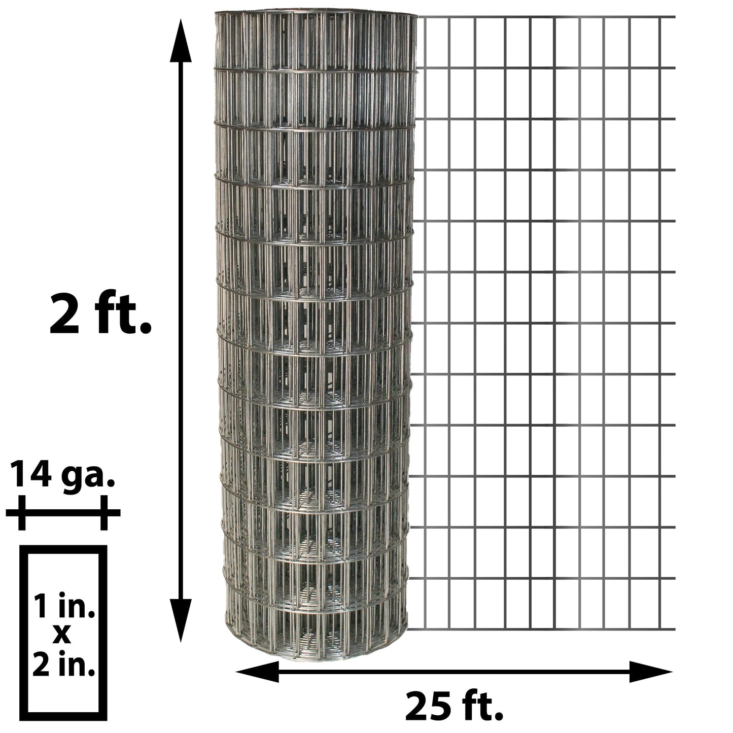 Acorn International 25-ft x 2-ft 14-Gauge Silver Galvanized Steel Welded Wire Rolled Fencing with Mesh Size 1-in x 2-in