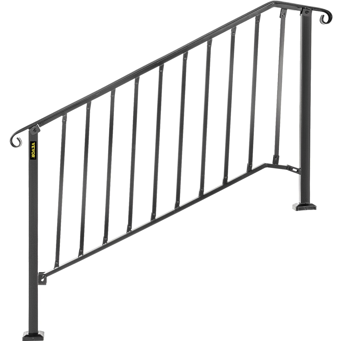 VEVOR Handrails Stair Railing 4-ft x 38-in Black Steel Deck Stair Rail Kit