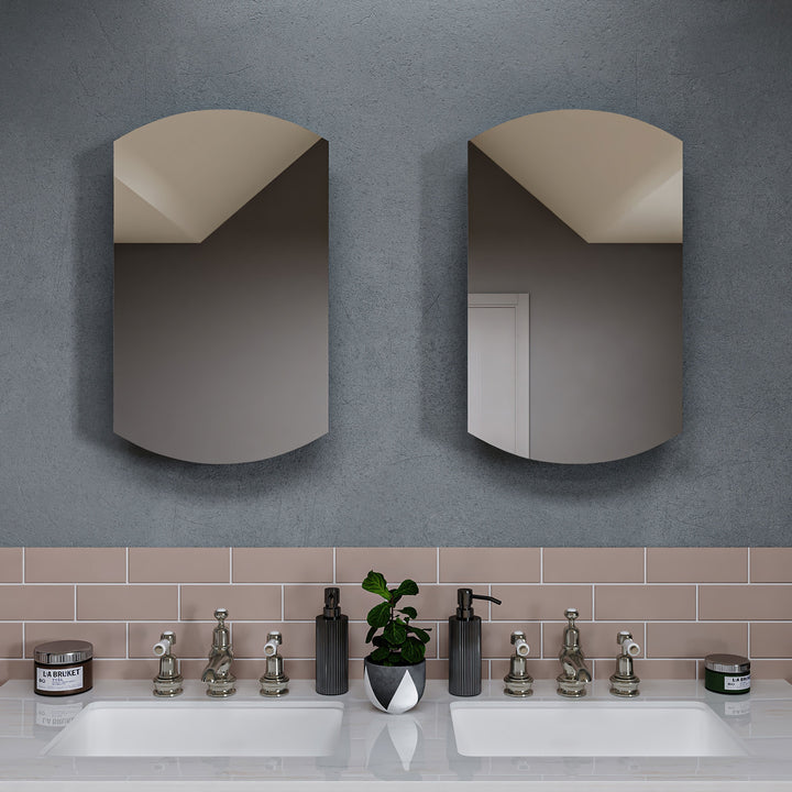 Croydex 16-in x 26-in Surface/Recessed Mount Silver Mirrored Arched Medicine Cabinet