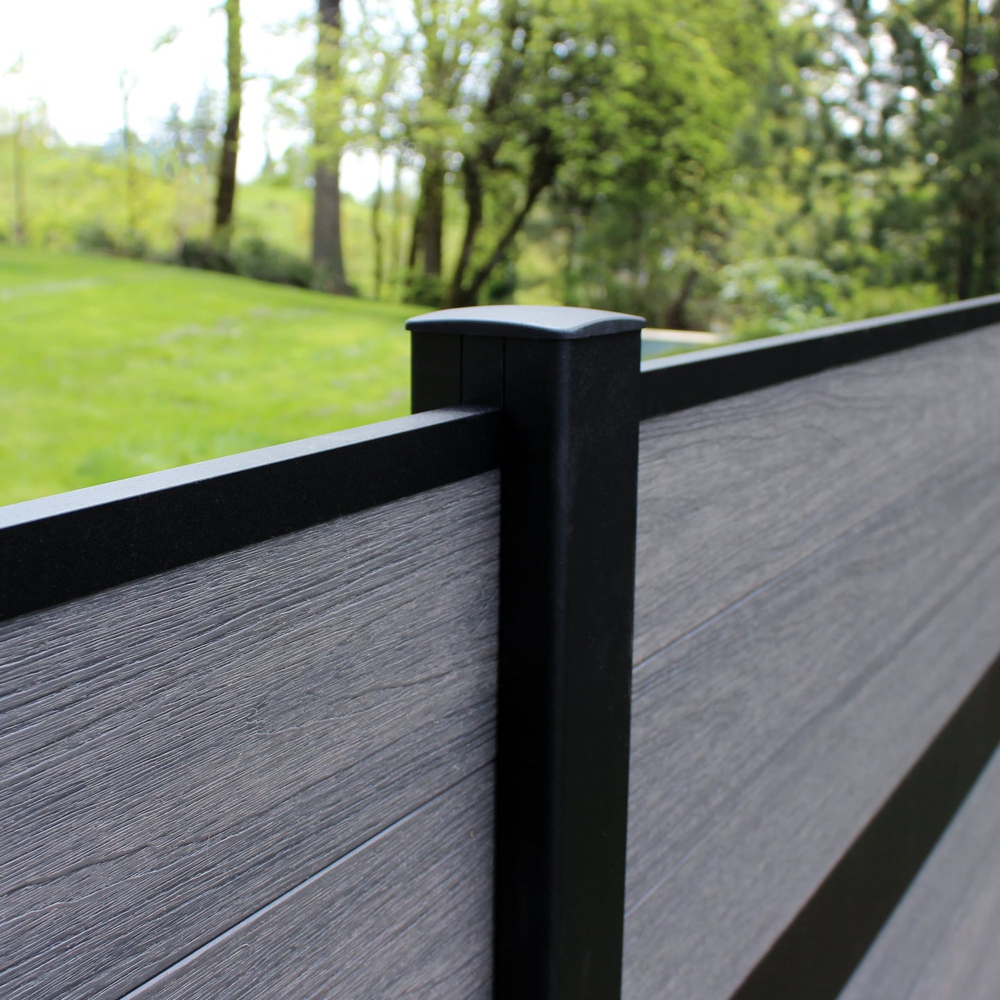 Infinity Euro 6-ft H Black Composite Fence with Post Cap