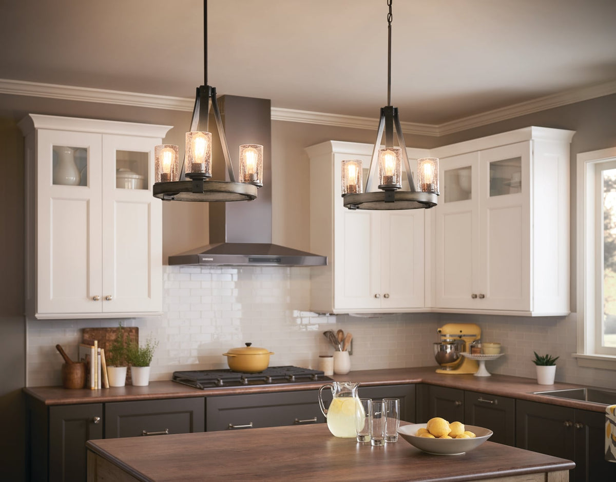 Kichler Barrington 3-Light Distressed Gray Rustic Chandelier