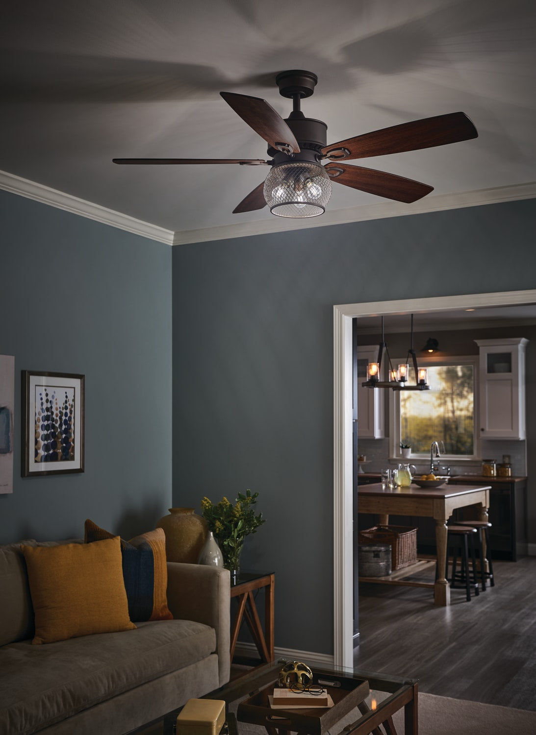 Kichler Barrington 3-Light Distressed Gray Rustic Chandelier