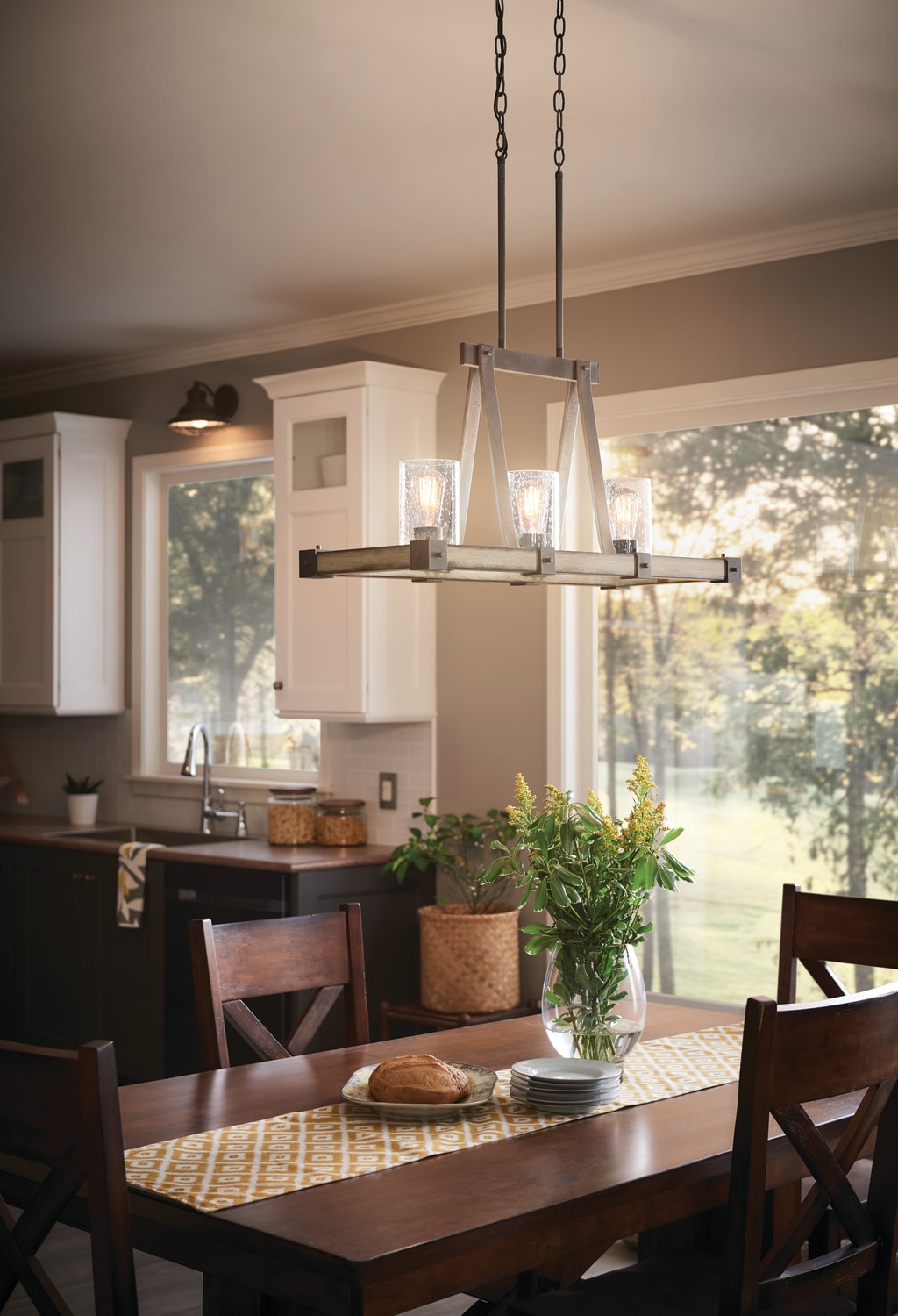 Kichler Barrington 3-Light Distressed Gray Rustic Chandelier