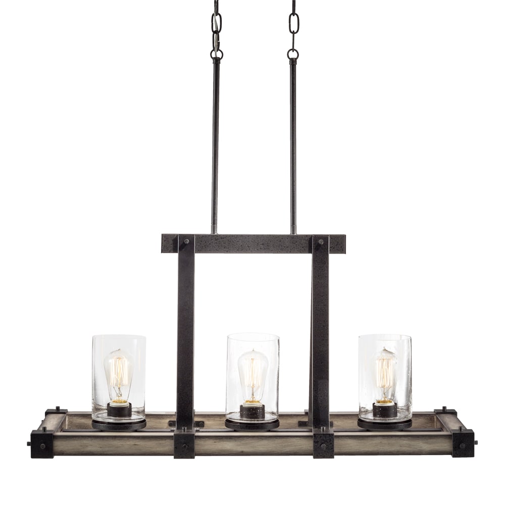 Kichler Barrington 3-Light Distressed Gray Rustic Chandelier