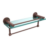 Fresno 16 in. L  x 5 in. H  x 5 in. W Clear Glass Bathroom Shelf with Vanity Rail and Towel Bar in Polished Chrome - Super Arbor