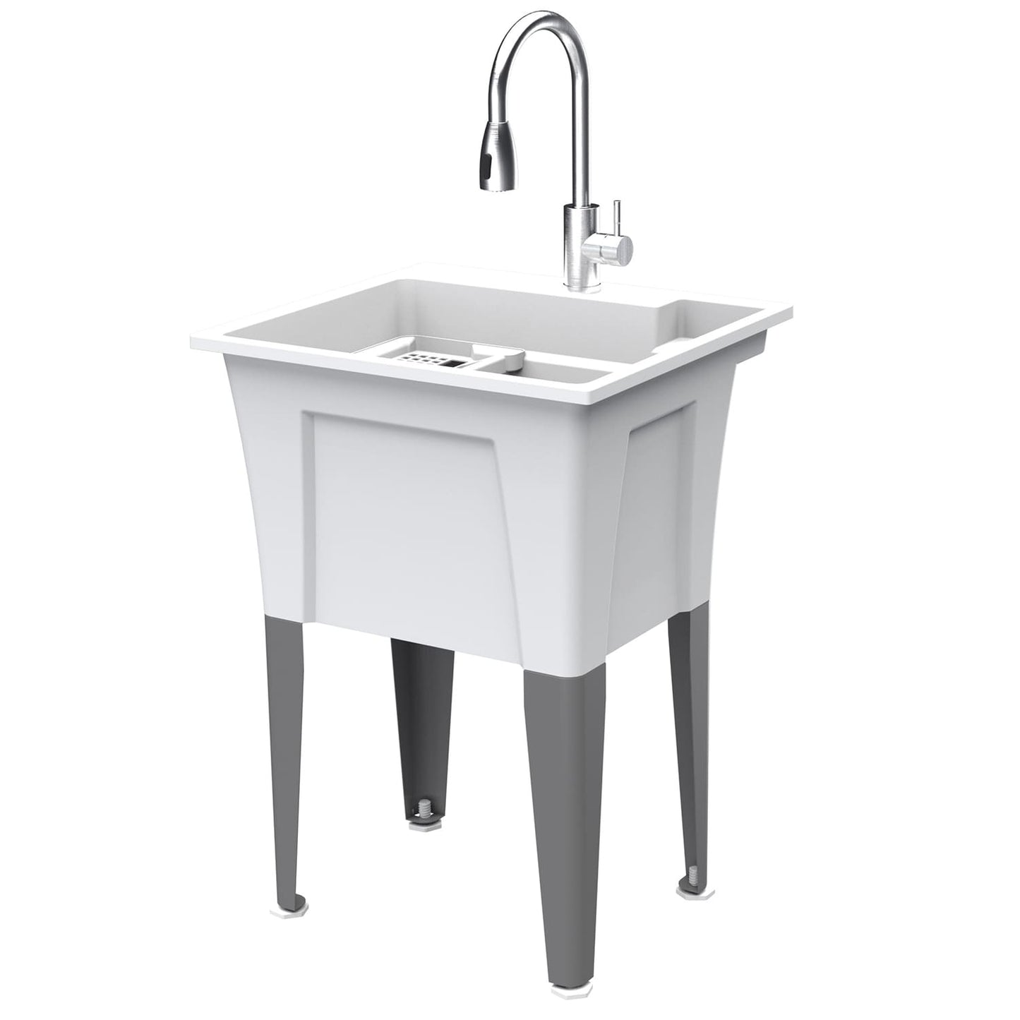 RuggedTub 24-Inch Freestanding Utility Tub with Faucet and Microban