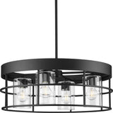 Progress Lighting Burgess 4-Light Matte Black Craftsman Chandelier