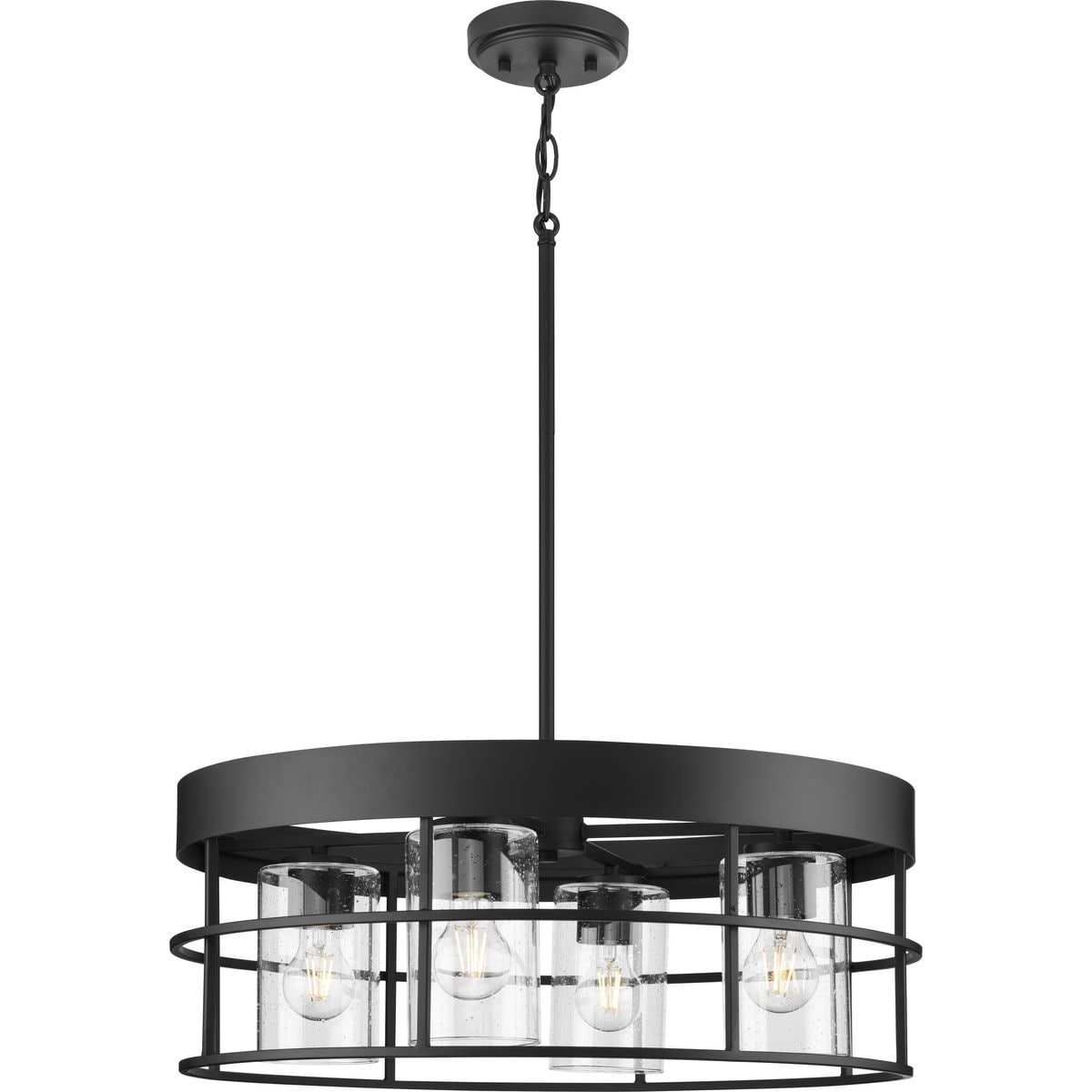 Progress Lighting Burgess 4-Light Matte Black Craftsman Chandelier