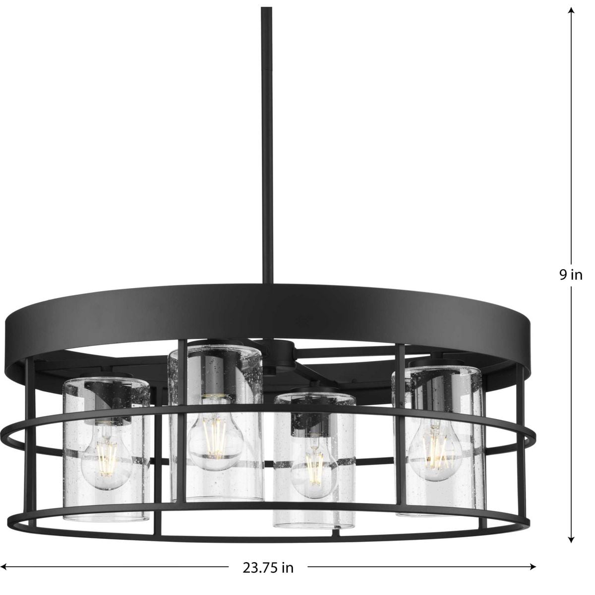Progress Lighting Burgess 4-Light Matte Black Craftsman Chandelier