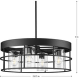 Progress Lighting Burgess 4-Light Matte Black Craftsman Chandelier