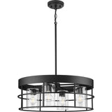 Progress Lighting Burgess 4-Light Matte Black Craftsman Chandelier