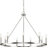 Progress Lighting Gilliam 9-Light Brushed Nickel Farmhouse Chandelier