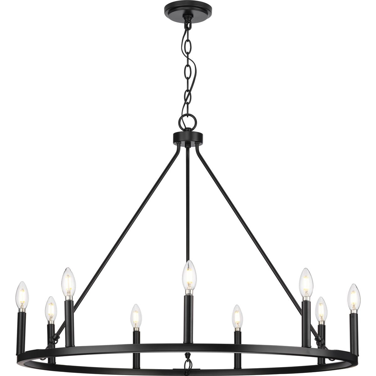 Progress Lighting Gilliam 9-Light Matte Black Farmhouse Chandelier