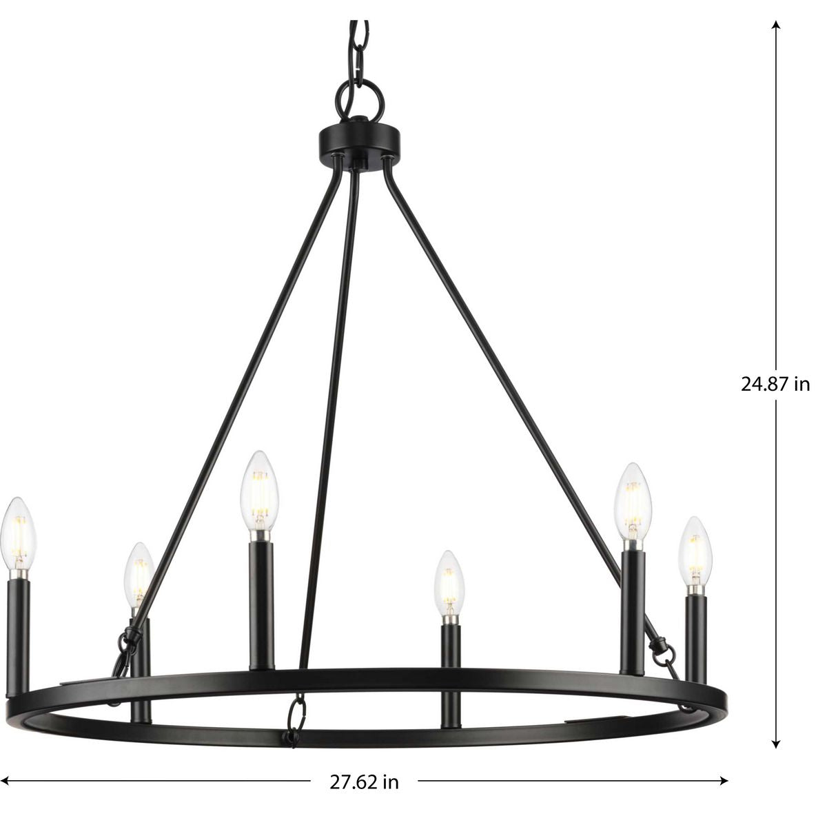 Progress Lighting Gilliam 6-Light Matte Black Farmhouse Chandelier