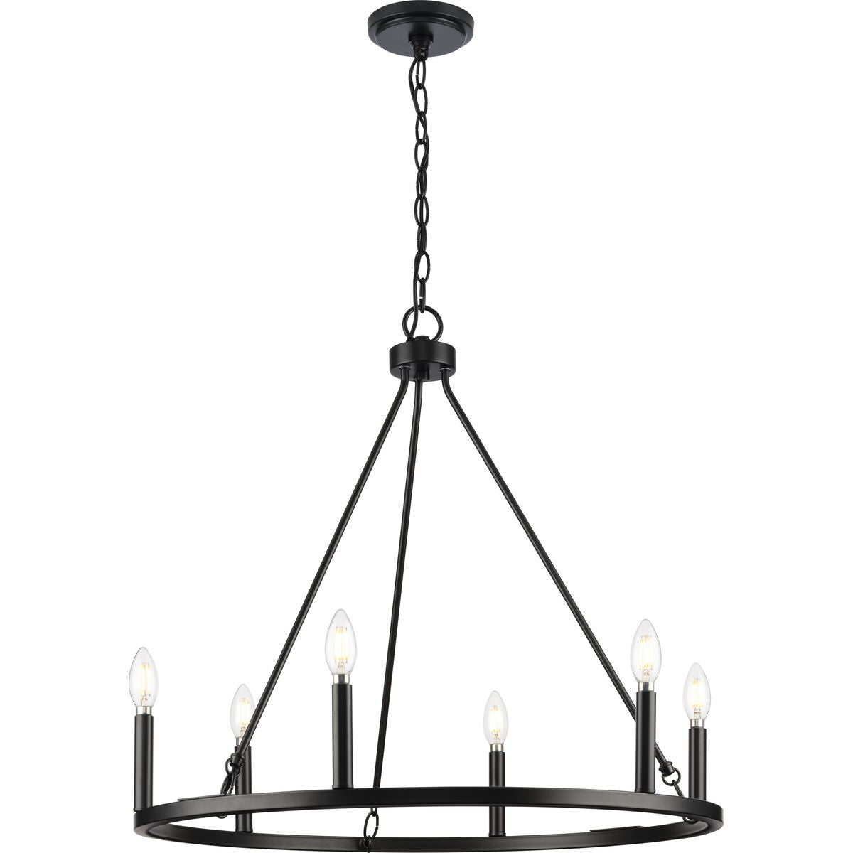Progress Lighting Gilliam 6-Light Matte Black Farmhouse Chandelier