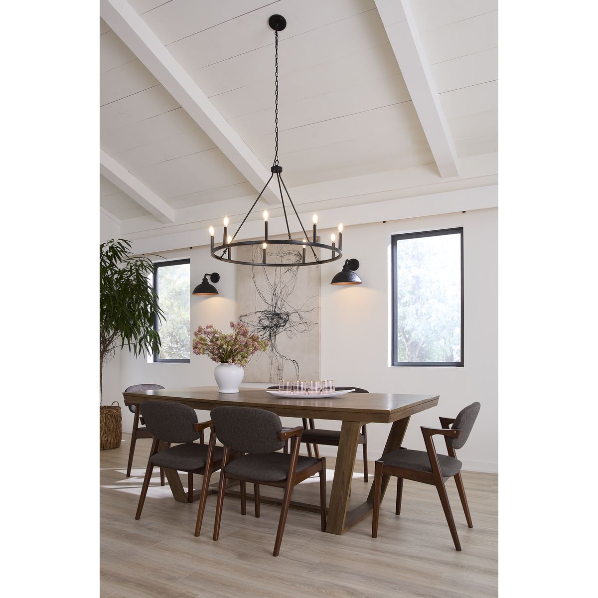 Progress Lighting Gilliam 9-Light Matte Black Farmhouse Chandelier