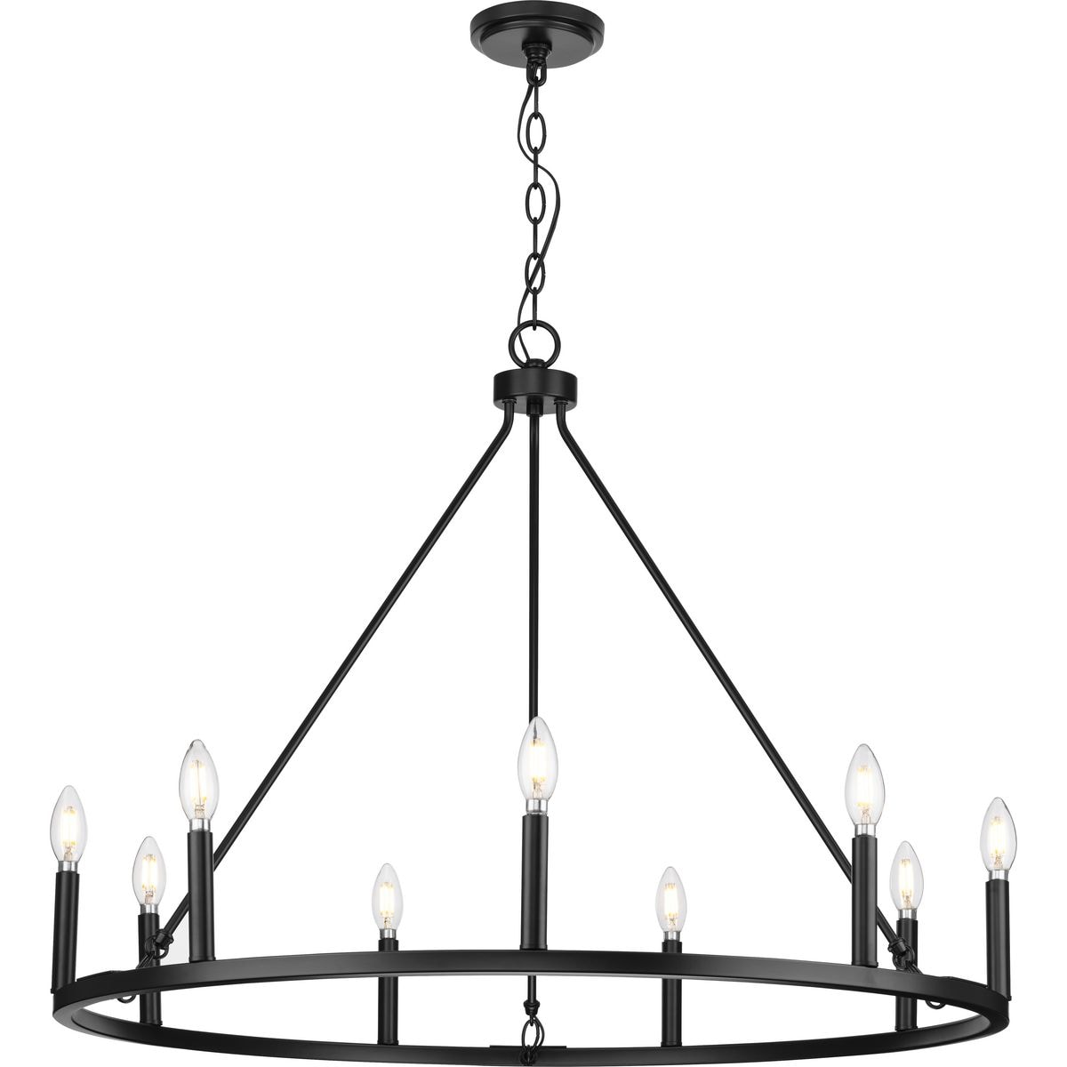 Progress Lighting Gilliam 9-Light Matte Black Farmhouse Chandelier