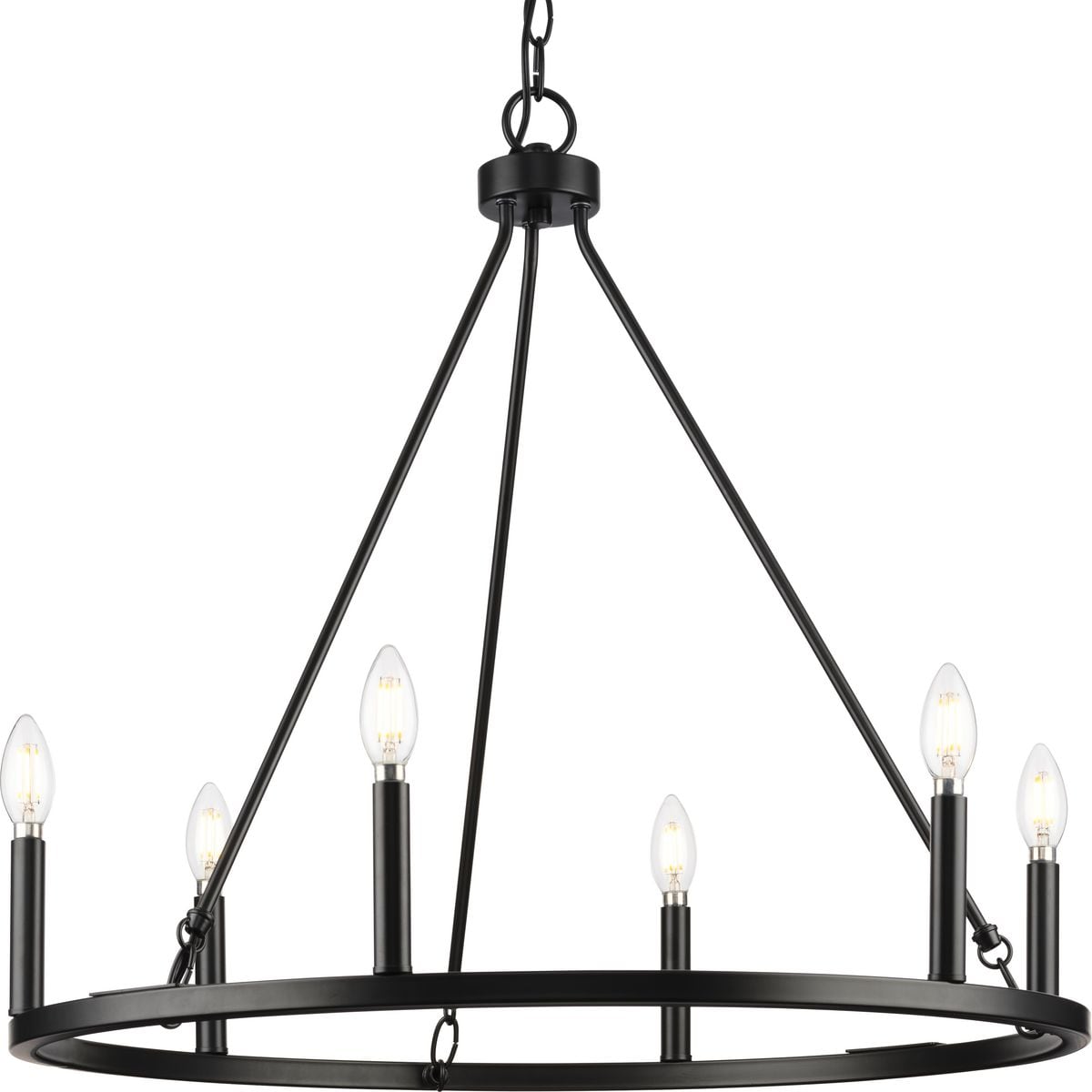 Progress Lighting Gilliam 6-Light Matte Black Farmhouse Chandelier