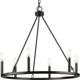 Progress Lighting Gilliam 6-Light Matte Black Farmhouse Chandelier