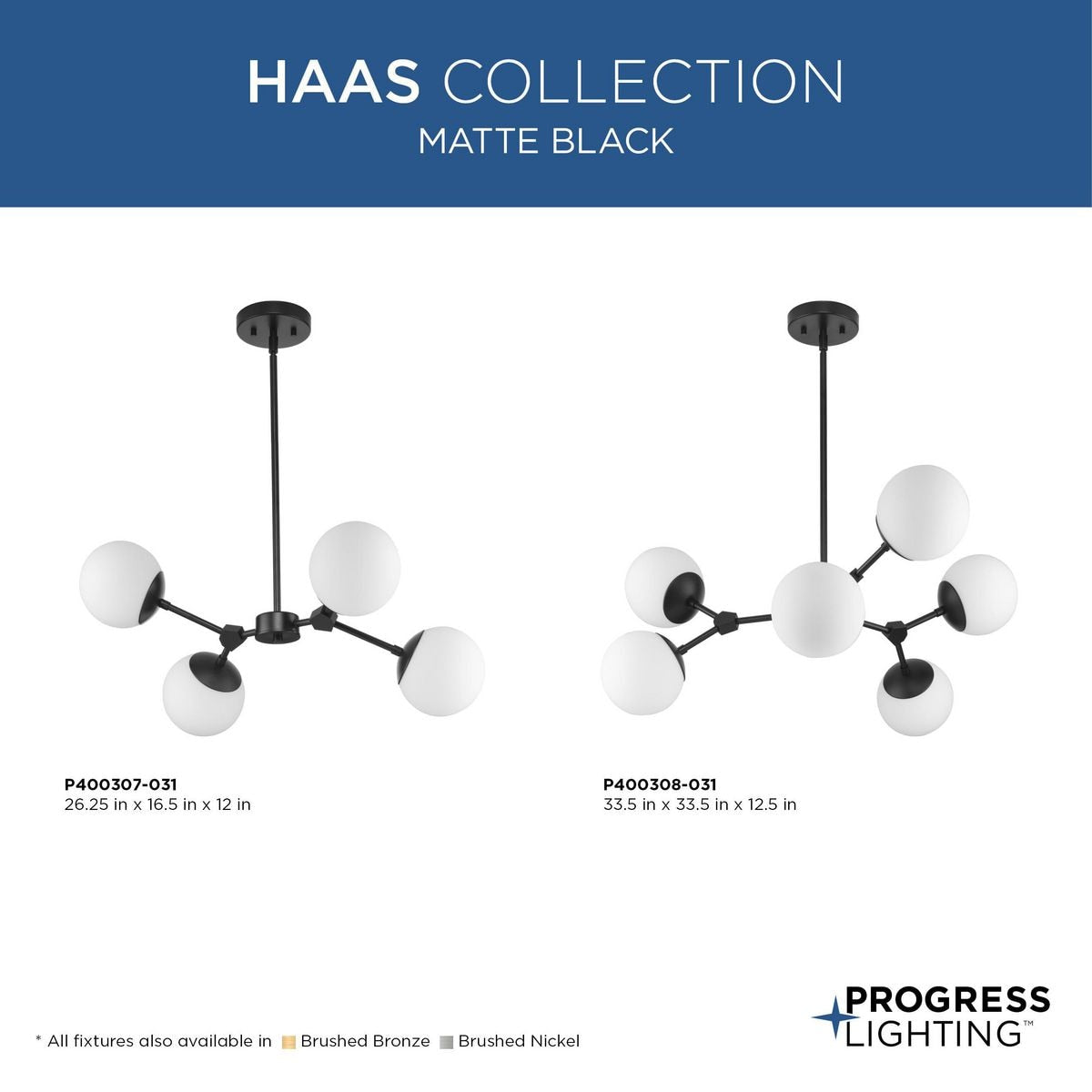 Progress Lighting Haas 4-Light Brushed Nickel Mid-century Chandelier