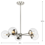Progress Lighting Atwell 5-Light Brushed Nickel Mid-century Chandelier