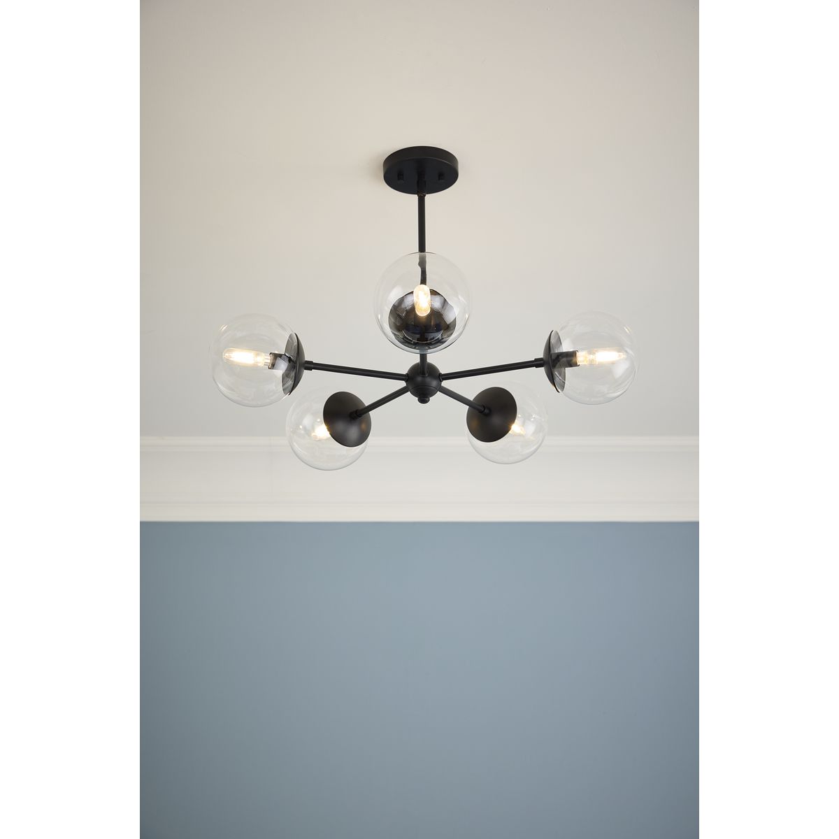 Progress Lighting Atwell 5-Light Matte Black Mid-century Chandelier