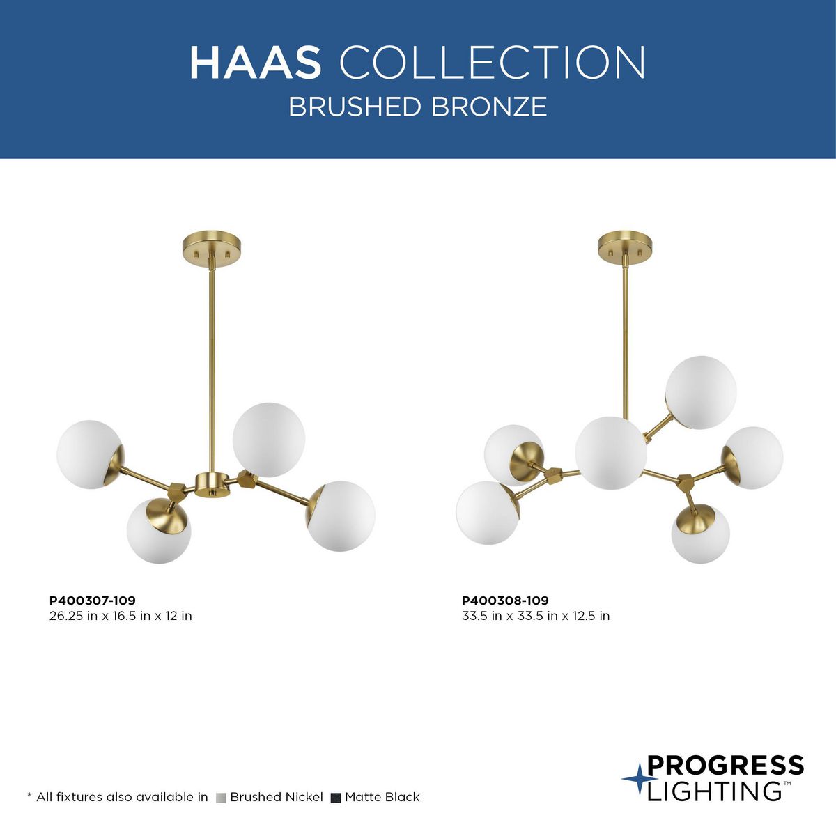 Progress Lighting Haas 4-Light Brushed Bronze Mid-century Chandelier