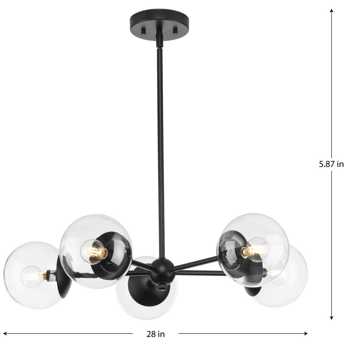 Progress Lighting Atwell 5-Light Matte Black Mid-century Chandelier