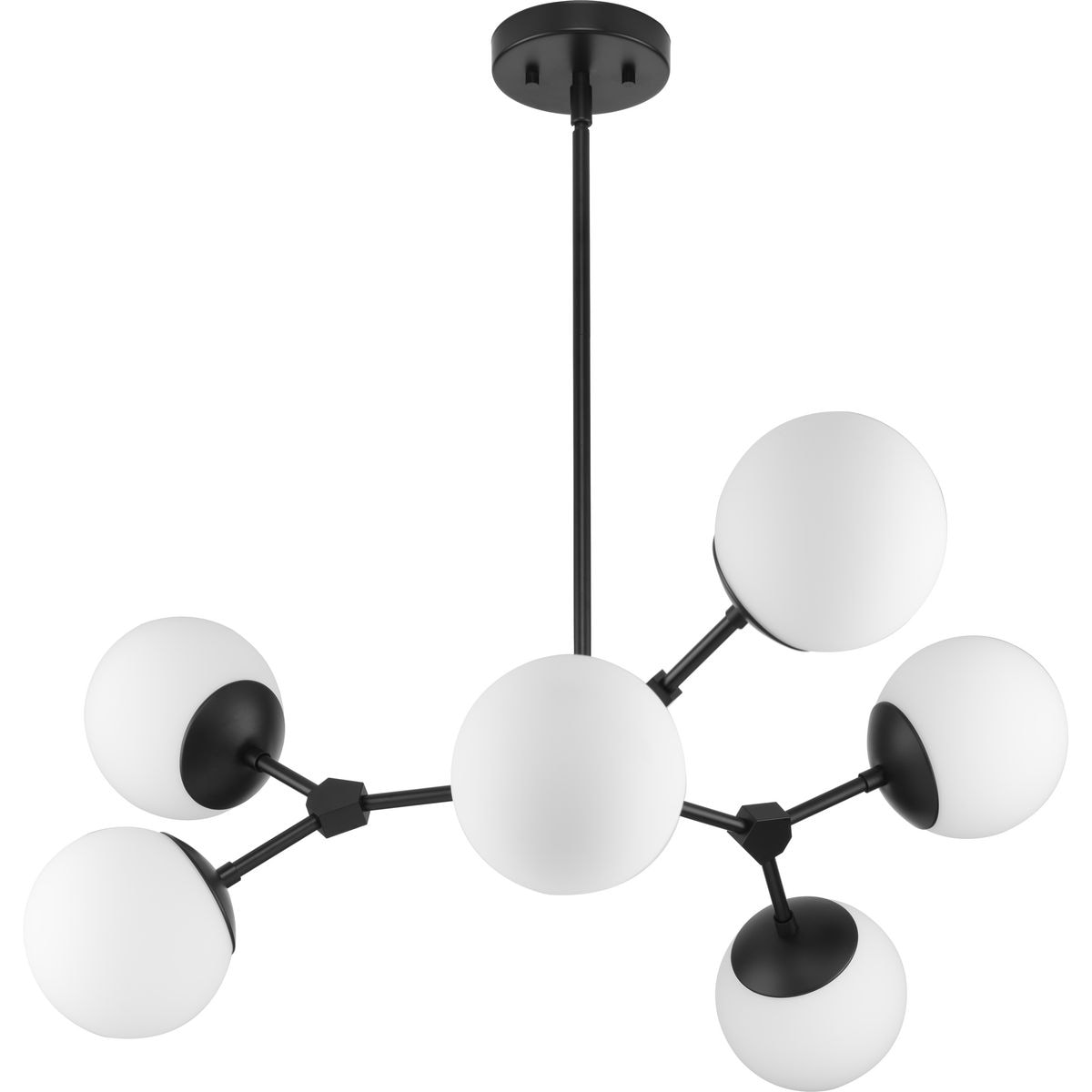Progress Lighting Haas 6-Light Matte Black Mid-century Chandelier