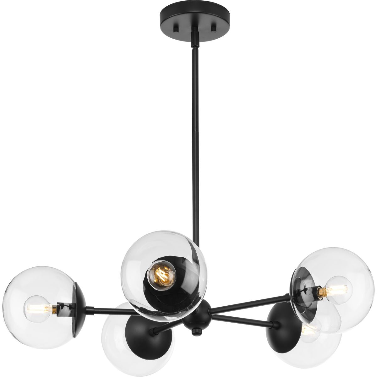 Progress Lighting Atwell 5-Light Matte Black Mid-century Chandelier