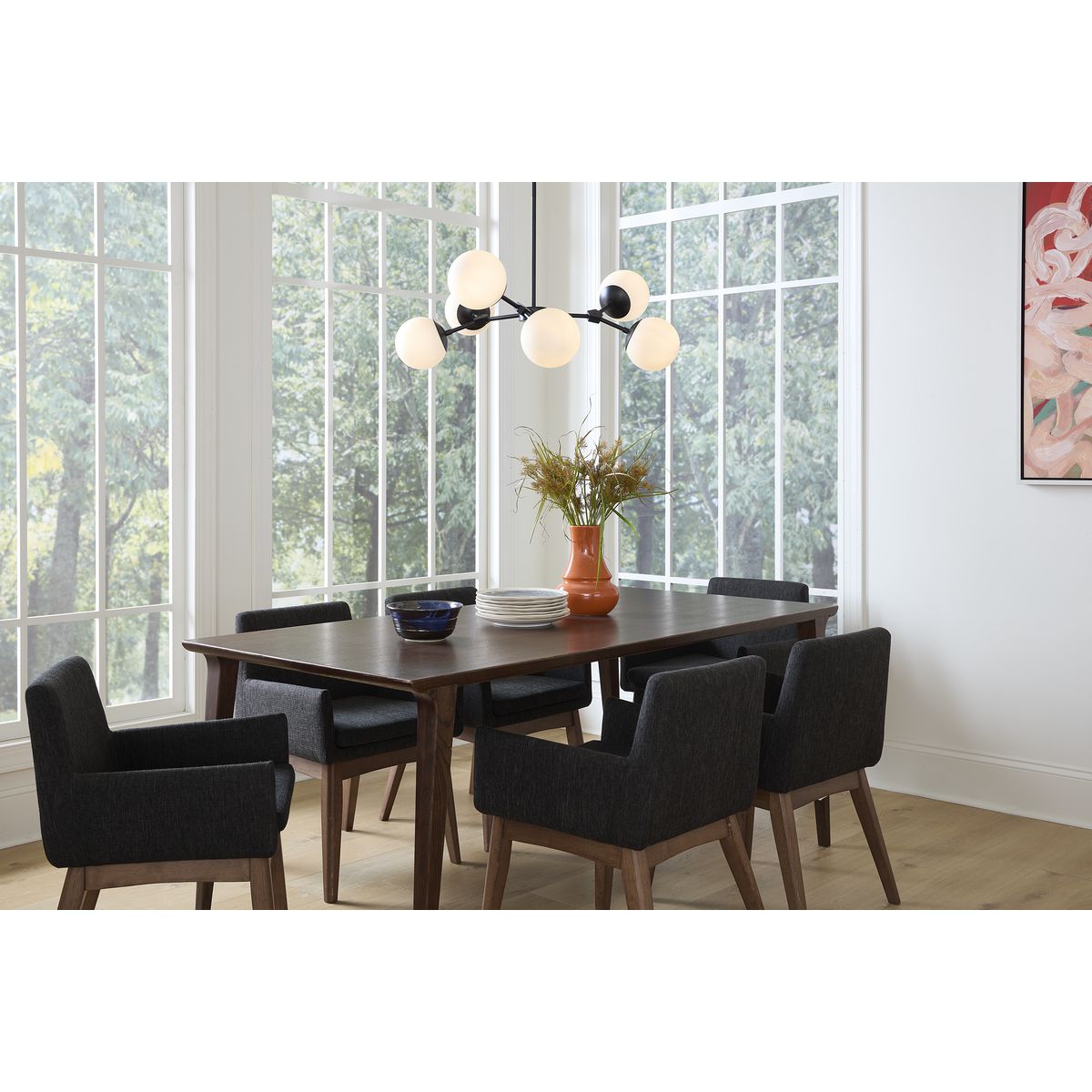 Progress Lighting Haas 6-Light Matte Black Mid-century Chandelier