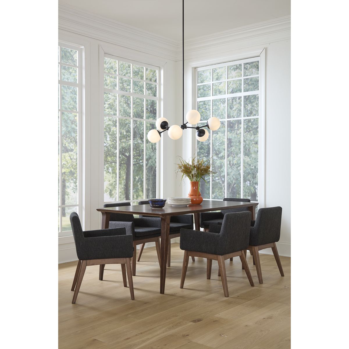 Progress Lighting Haas 6-Light Matte Black Mid-century Chandelier