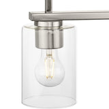 Progress Lighting Goodwin 4-Light Brushed Nickel Farmhouse Clear Glass Linear Large Hanging Kitchen Island Light